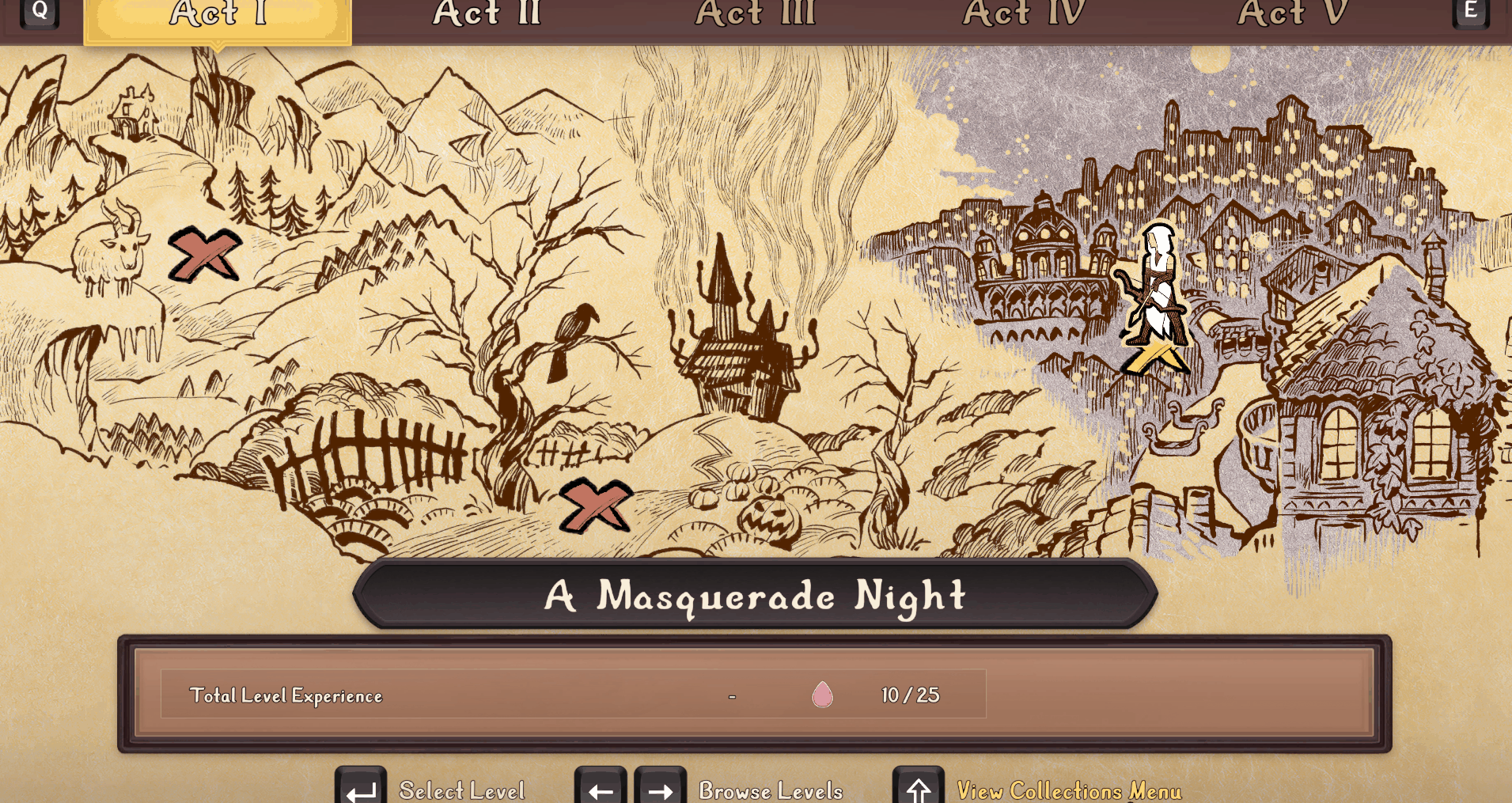 A gif of the level select menu in Trine 4