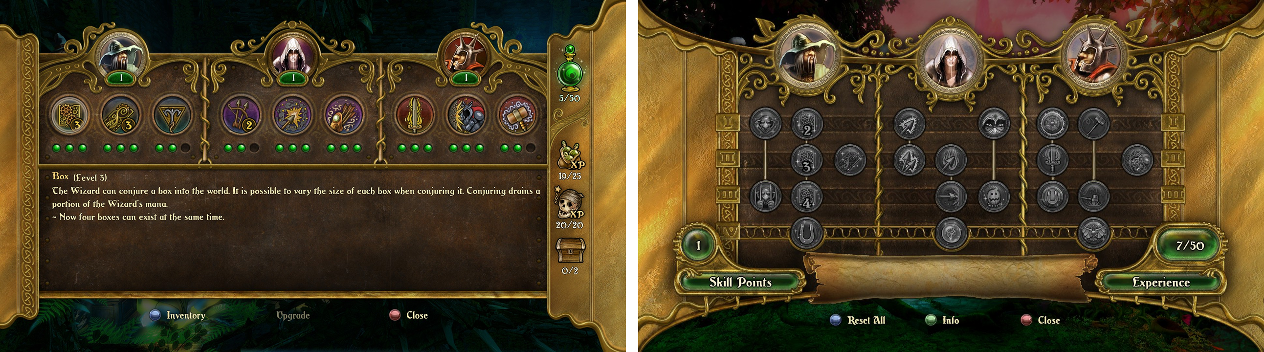 Skill trees in Trine and Trine 2